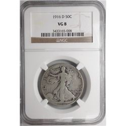 1916D  Walker half $  NGC08--NOTE  FULL INNER RIMS HAVE ALWAYS BEEN GRADED