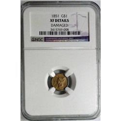 1851  $1 gold   NGC  XF dmg