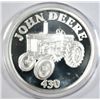 Image 1 : CLASSIC JOHN DEERE ONE OUNCE SILVER ART ROUND  FEATURING TRACTOR MODEL #430