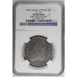 1829  Bust half $ O-114 small ltrs NGC XF obv scr