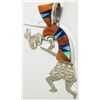 Image 2 : Navajo Multi-Stone Inlay Sterling Silver Kokopelli Pendant - Calvin Begay