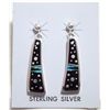 Image 3 : Navajo Multi-Stone Inlay Night Sky Bear Sterling Silver Necklace & Earrings Set - Calvin Begay