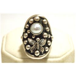 Navajo Pearl Sterling Silver Butterfly Women's Ring - Shakey