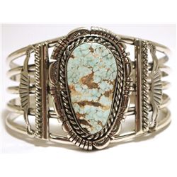 Navajo Dry Creek Turquoise Sterling Silver Cuff Bracelet - Eugene Belone