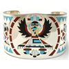 Image 1 : Zuni Multi-Stone Inlay Knifewing Kachina Sterling Silver Cuff Bracelet - Dennis & Nancy Edaakie