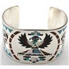 Image 2 : Zuni Multi-Stone Inlay Knifewing Kachina Sterling Silver Cuff Bracelet - Dennis & Nancy Edaakie