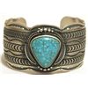 Image 1 : Old Pawn Navajo Spider Web Kingman Turquoise Sterling Silver Cuff Bracelet - Gene Natune