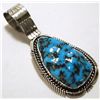 Image 2 : Navajo Sleeping Beauty Turquoise Sterling Silver Pendant - Eugene Belone