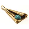 Image 2 : Old Pawn Zuni 14k Gold & Spider Web Turquoise Pendant - WRC