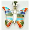 Image 1 : Navajo Multi-Stone Butterfly Pendant - Calvin Begay
