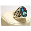 Image 2 : Navajo Multi-Stone Sun Face Sterling Silver Men's Ring - Wilbert Manning