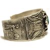 Image 2 : Navajo Turquoise Sterling Silver Tufacast Spider Web Small Cuff Bracelet - Philander B Begay