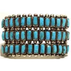 Old Pawn Navajo Turquoise Sterling Silver Cuff Bracelet - EQ