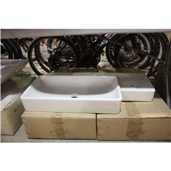 LARGE WHITE RECTANGULAR BATHROOM SINK WITH VANITY