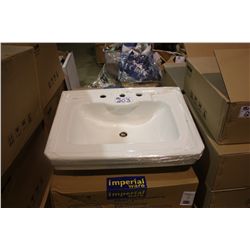 LARGE WHITE 3 HOLE IMPERIAL WARE BATHROOM SINK