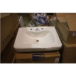 LARGE WHITE 3 HOLE IMPERIAL WARE BATHROOM SINK