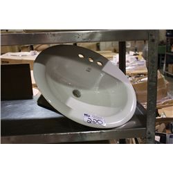 2 WHITE PACIFIC 3 HOLE BATHROOM SINKS