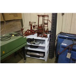 ASSORTED TOOLS, SCAFFOLDING PARTS & SHELF