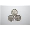 Image 1 : 1939, 1939-D & 1939-S Mercury One Dime; Lot of 3; EST. $10-20