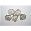 Image 1 : 1946, 1947, 1948, 1949-D & 1950-D Roosevelt Dime; Consecutive Years; Lot of 5; EST. $15-25