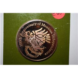 1971 Azteca Numismatica 150th Anniversary Of Mexican Independence Medal; Solid Franklin Bronze Proof