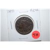 Image 1 : 1851 Large One Cent; EST. $15-20
