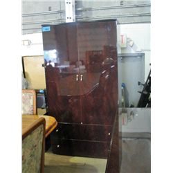 6pc burgandy laquered finish bedroom suite;