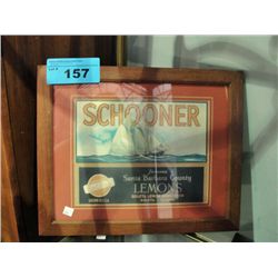 Framed Schooner lemons vintage advertisment label