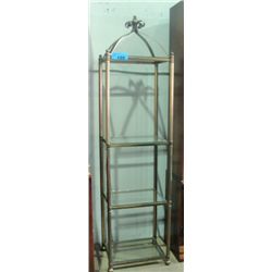 4 tier metal and glass display shelf