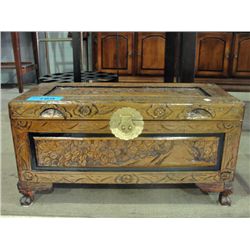 Carved oriental style decorative storage trunk