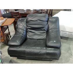 Black leather living room arm chair