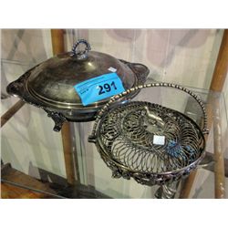 Silver plated lidded serving tourine with crafted