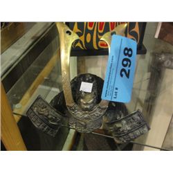 Metal crafted samurai helmet decorative piece