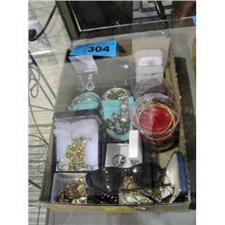 One box of assorted costume jewelery