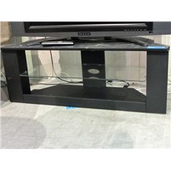 Black TV stand with glass shelf