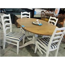 Country pine dining table with one leaf and