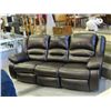 Image 1 : Brown leather reclining sofa