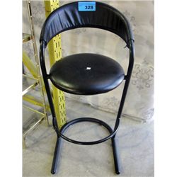 Black leather bar stool