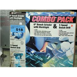 Combo pak bench grinder and bench drill set