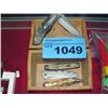 Image 1 : Small oak card catalogue box with 4 pocket knives