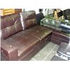 Image 1 : Brown leather 2pc sectional sofa
