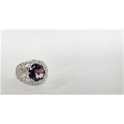 Sterling Silver 5 Carat Amethyst cocktail ring