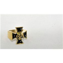 Man's Iron cross biker skull ring