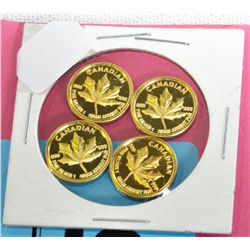 4x 24Kt Gold & Silver Maple Leaf coins