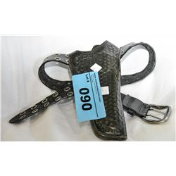 Black leather pistol holster with levi strauss