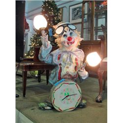 Large ceramic clown clock and light