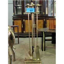 Brass fireplace companion set