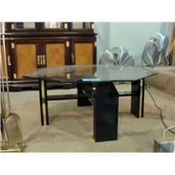 Black contemporary glass top coffee table