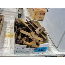 Box of vintage wood workers tools