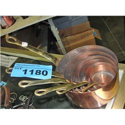 6pc copper with brass handled cook pot set